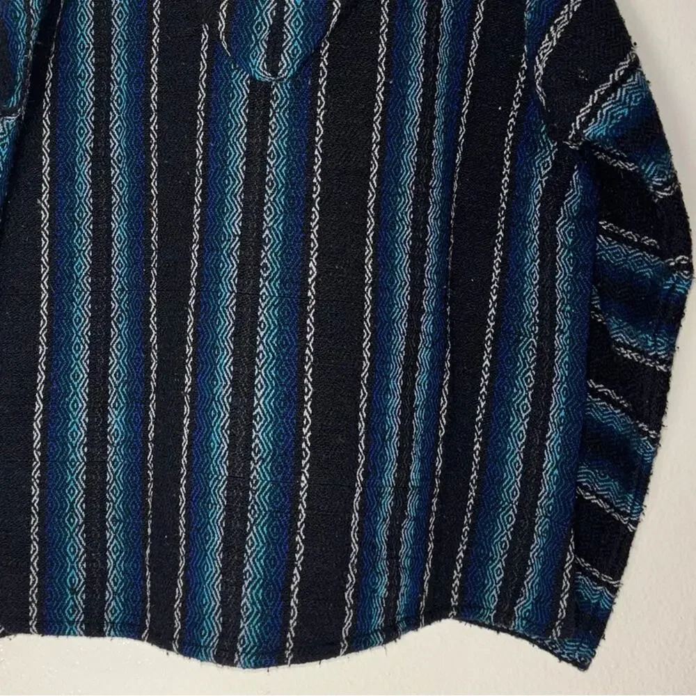 DELMEX Baja Hoodie Sweater unisex medium black/blue relaxed fit hippie